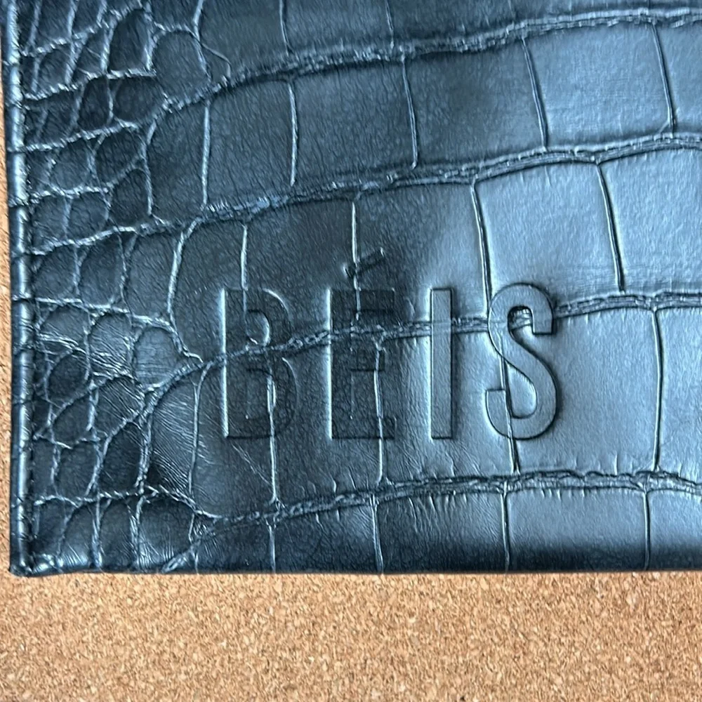 Beis Black Faux Leather The work Tote Croc Laptop Sleeve